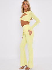 Cut Out Twist Front Crop Top & Flared Trouser Co-ord