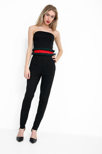 Bandeau Ruffle Jumpsuit - Black
