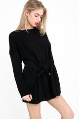 Vestido de jersey de punto delantero de nudo manguito