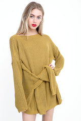 Vestido de jersey de punto delantero de nudo manguito