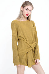 Vestido de jersey de punto delantero de nudo manguito