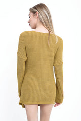 Vestido de jersey de punto delantero de nudo manguito