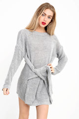 Vestido de jersey de punto delantero de nudo manguito