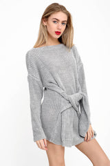 Vestido de jersey de punto delantero de nudo manguito