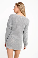 Vestido de jersey de punto delantero de nudo manguito