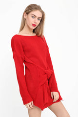 Vestido de jersey de punto delantero de nudo manguito