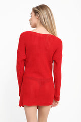 Vestido de jersey de punto delantero de nudo manguito