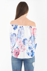 Floral Print Chiffon Bardot Top