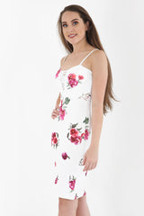 Lace Insert Floral Print Strappy Dress