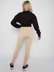 Stretchy High Waisted Ribbed Leggings