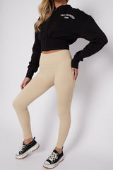 Stretchy High Waisted Ribbed Leggings