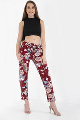 Bloemenprint papieren tas taille broek