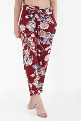 Bloemenprint papieren tas taille broek