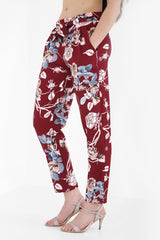 Bloemenprint papieren tas taille broek