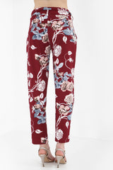 Bloemenprint papieren tas taille broek