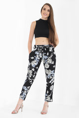 Bloemenprint papieren tas taille broek