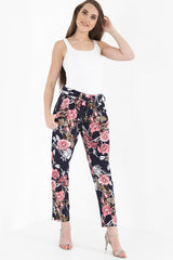 Bloemenprint papieren tas taille broek