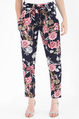 Bloemenprint papieren tas taille broek