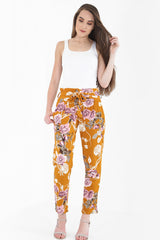 Bloemenprint papieren tas taille broek