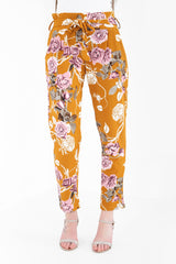 Bloemenprint papieren tas taille broek