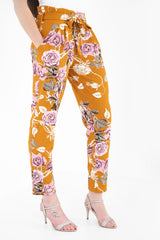 Bloemenprint papieren tas taille broek