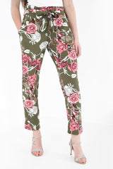 Bloemenprint papieren tas taille broek