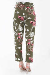 Bloemenprint papieren tas taille broek