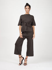 Olivia Tie Detail Top & Cropped Pants Loungewear Set
