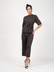 Olivia Tie Detail Top & Cropped Pants Loungewear Set