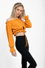 Key Hole Bust Bardot Crop Top