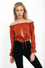 Key Hole Bust Bardot Crop Top