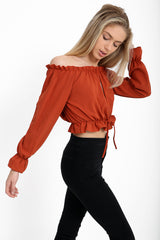 Key Hole Bust Bardot Crop Top