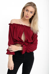 Key Hole Bust Bardot Crop Top