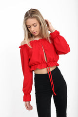 Key Hole Bust Bardot Crop Top
