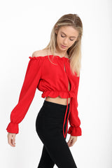 Key Hole Bust Bardot Crop Top