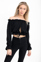 Key Hole Bust Bardot Crop Top