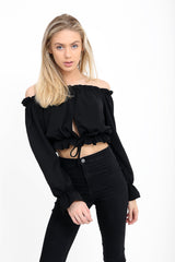 Key Hole Bust Bardot Crop Top