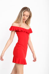 Rüschensaum und Ausschnittkörperkleid