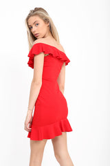 Rüschensaum und Ausschnittkörperkleid