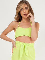 Ribbed Tie-up Bralet & Trouser Co-ord Set