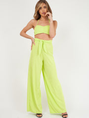 Ribbed Tie-up Bralet & Trouser Co-ord Set