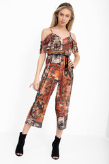Multi abstrakter Druck Culotte Jumpsuit
