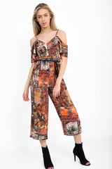 Multi abstrakter Druck Culotte Jumpsuit