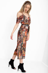 Multi abstrakter Druck Culotte Jumpsuit