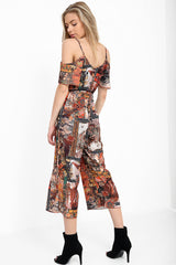 Multi abstrakter Druck Culotte Jumpsuit
