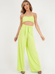 Ribbed Tie-up Bralet & Trouser Co-ord Set