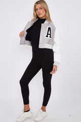 PU Cropped Varsity Jacket