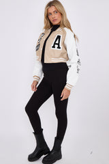 PU Cropped Varsity Jacket
