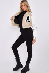 PU Cropped Varsity Jacket