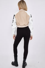 PU Cropped Varsity Jacket